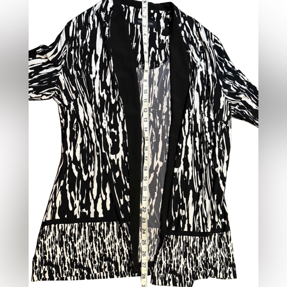 Perceptions NY Abstract Print Open Front Cardigan… - image 6